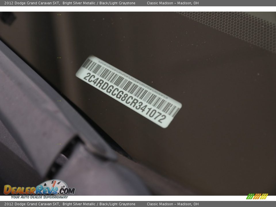 2012 Dodge Grand Caravan SXT Bright Silver Metallic / Black/Light Graystone Photo #19