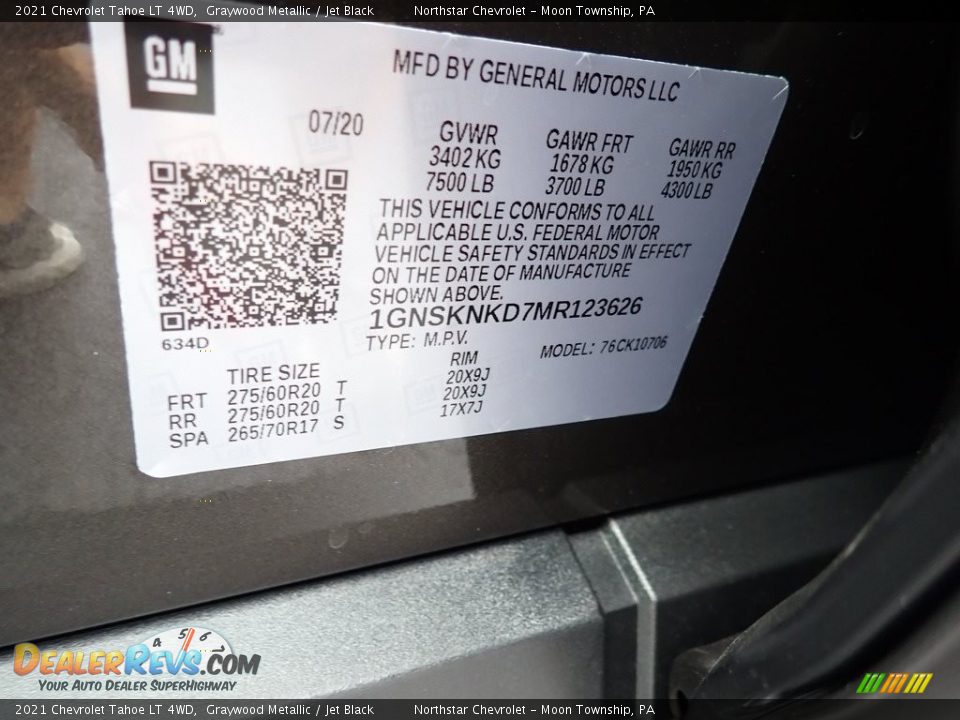 2021 Chevrolet Tahoe LT 4WD Graywood Metallic / Jet Black Photo #17