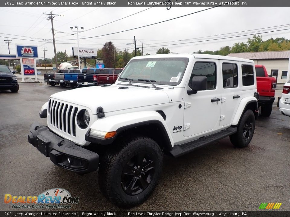 2021 Jeep Wrangler Unlimited Sahara 4x4 Bright White / Black Photo #1