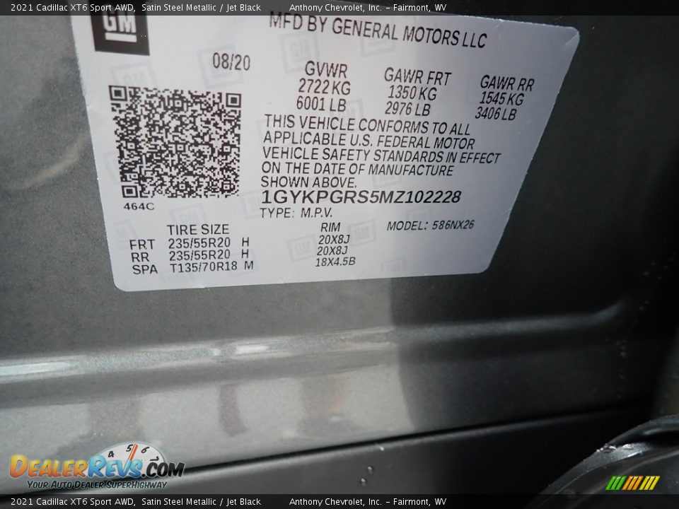 2021 Cadillac XT6 Sport AWD Satin Steel Metallic / Jet Black Photo #15