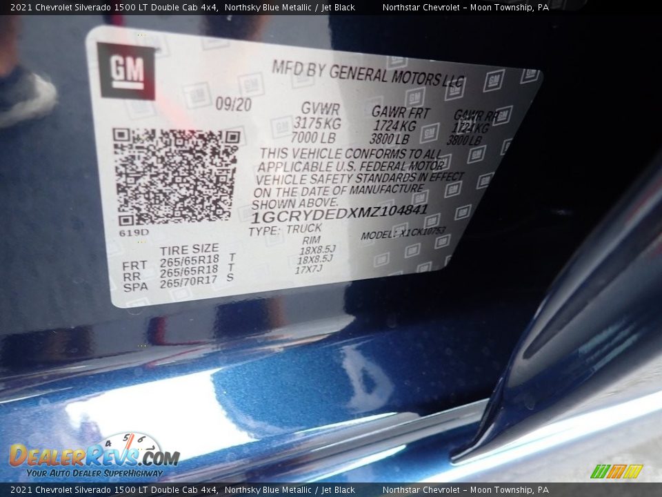 2021 Chevrolet Silverado 1500 LT Double Cab 4x4 Northsky Blue Metallic / Jet Black Photo #16