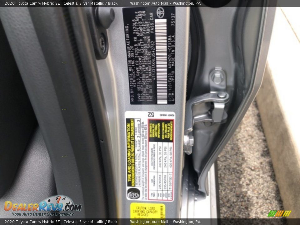 2020 Toyota Camry Hybrid SE Celestial Silver Metallic / Black Photo #31