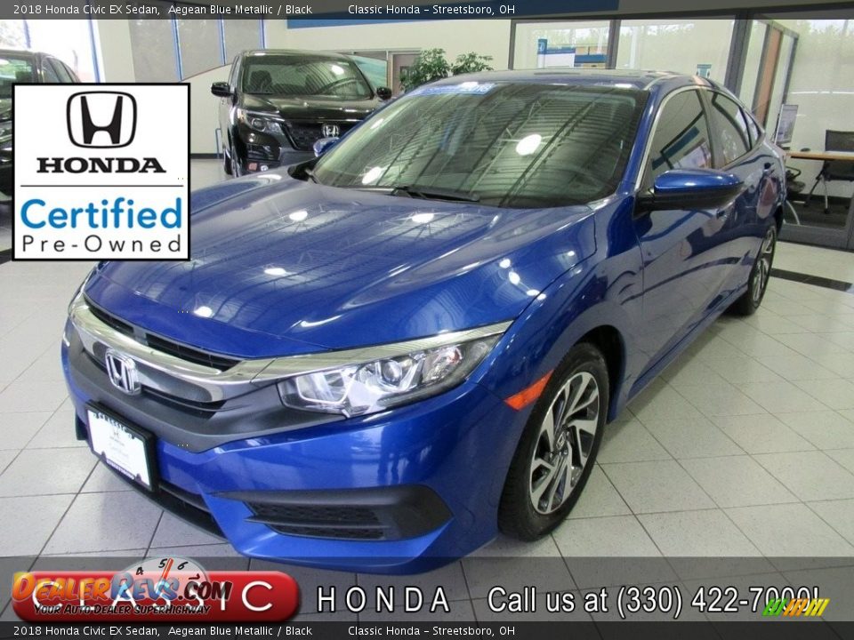 2018 Honda Civic EX Sedan Aegean Blue Metallic / Black Photo #1