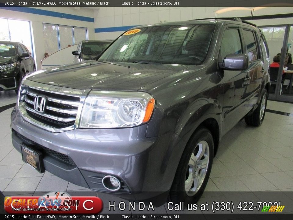 2015 Honda Pilot EX-L 4WD Modern Steel Metallic / Black Photo #1