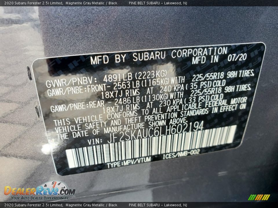 2020 Subaru Forester 2.5i Limited Magnetite Gray Metallic / Black Photo #15