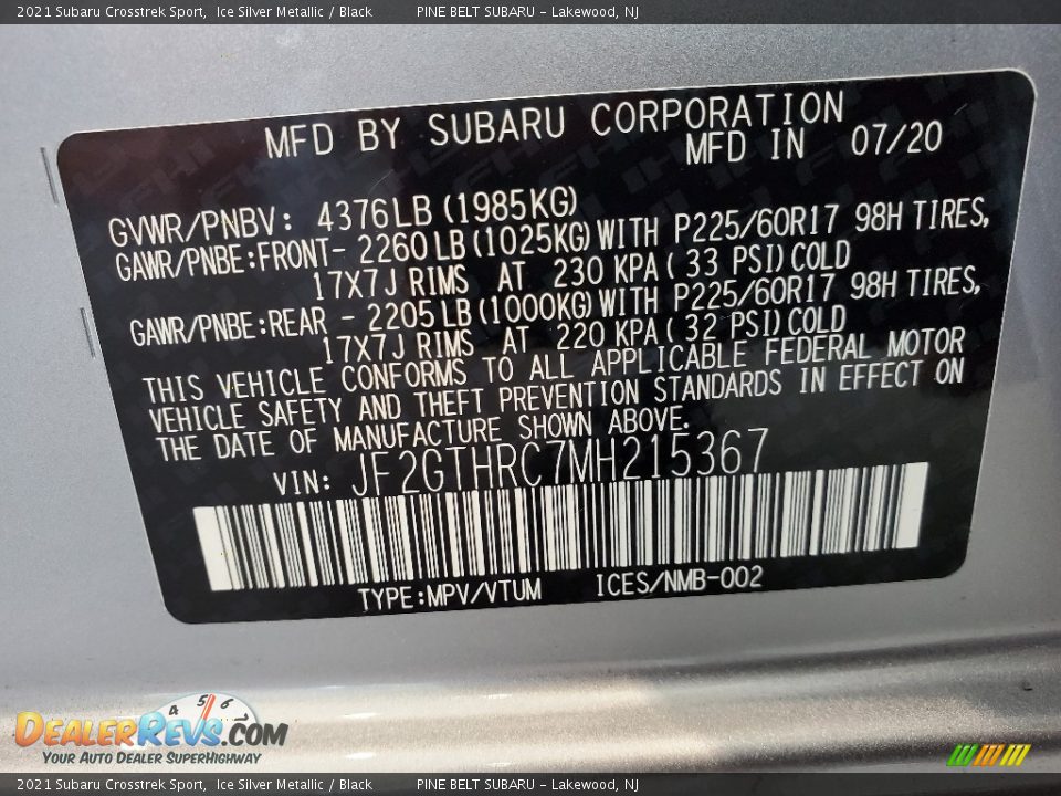 2021 Subaru Crosstrek Sport Ice Silver Metallic / Black Photo #15