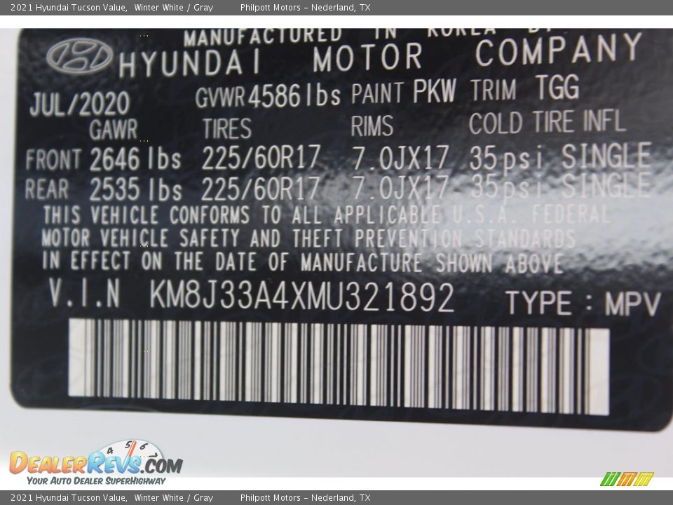 2021 Hyundai Tucson Value Winter White / Gray Photo #22