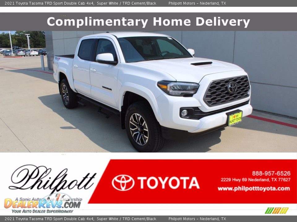 2021 Toyota Tacoma TRD Sport Double Cab 4x4 Super White / TRD Cement/Black Photo #1