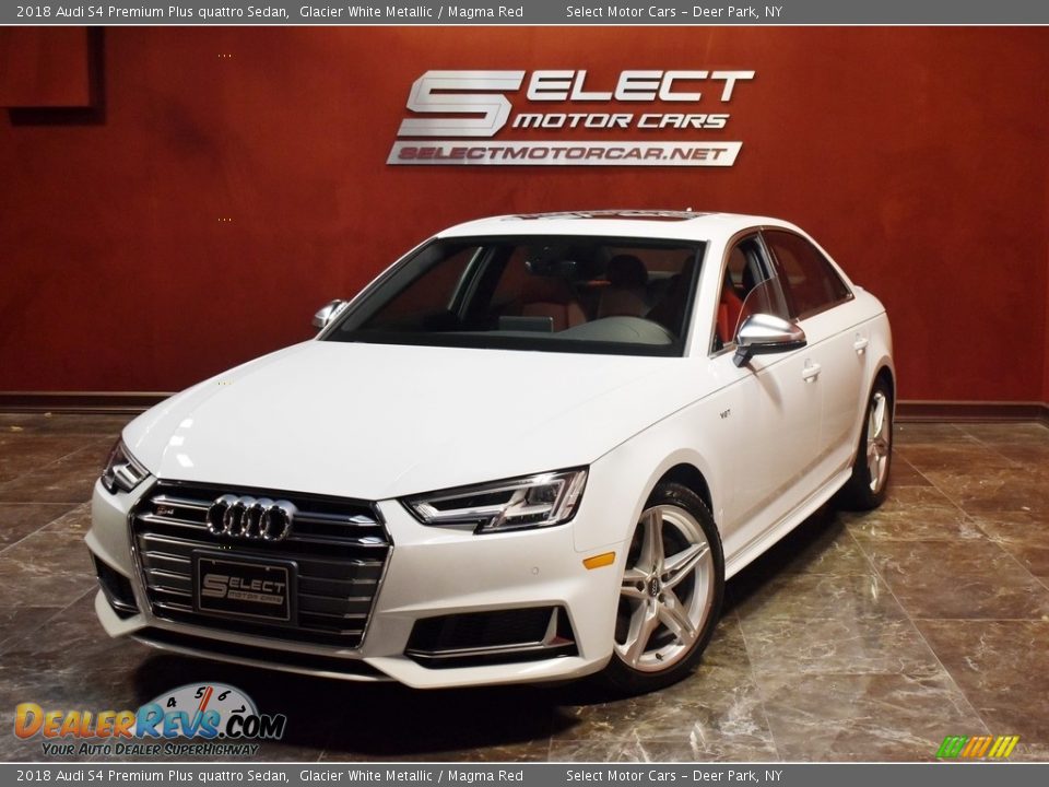 2018 Audi S4 Premium Plus quattro Sedan Glacier White Metallic / Magma Red Photo #1