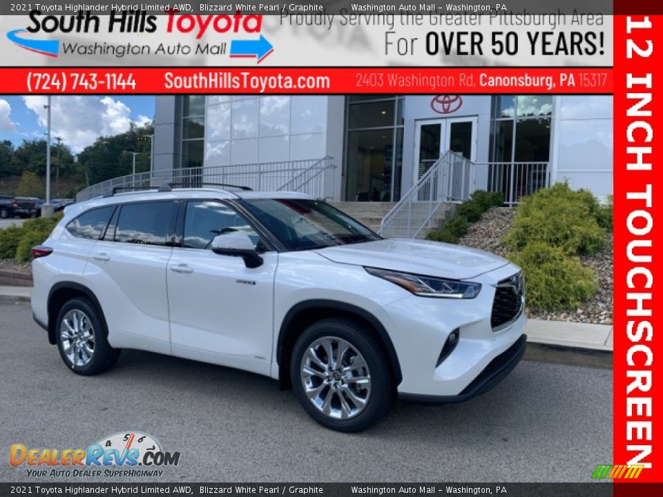 2021 Toyota Highlander Hybrid Limited AWD Blizzard White Pearl / Graphite Photo #1