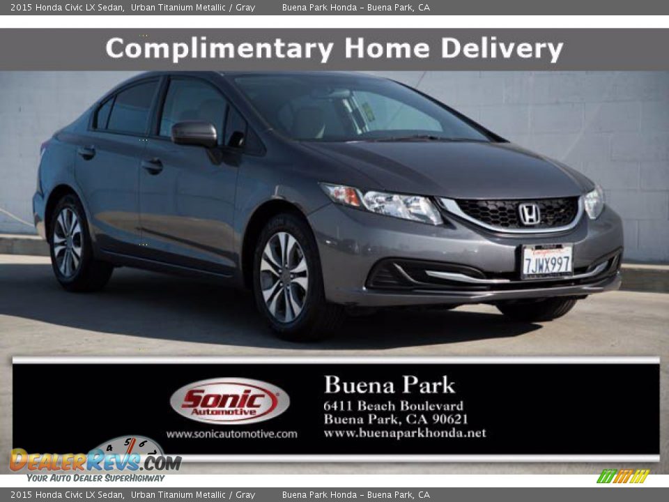 2015 Honda Civic LX Sedan Urban Titanium Metallic / Gray Photo #1