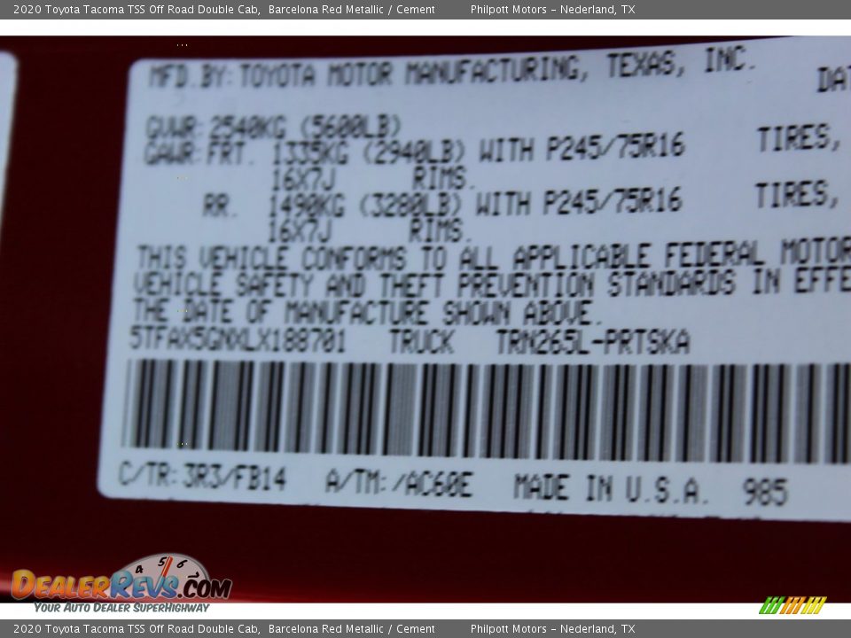 2020 Toyota Tacoma TSS Off Road Double Cab Barcelona Red Metallic / Cement Photo #21