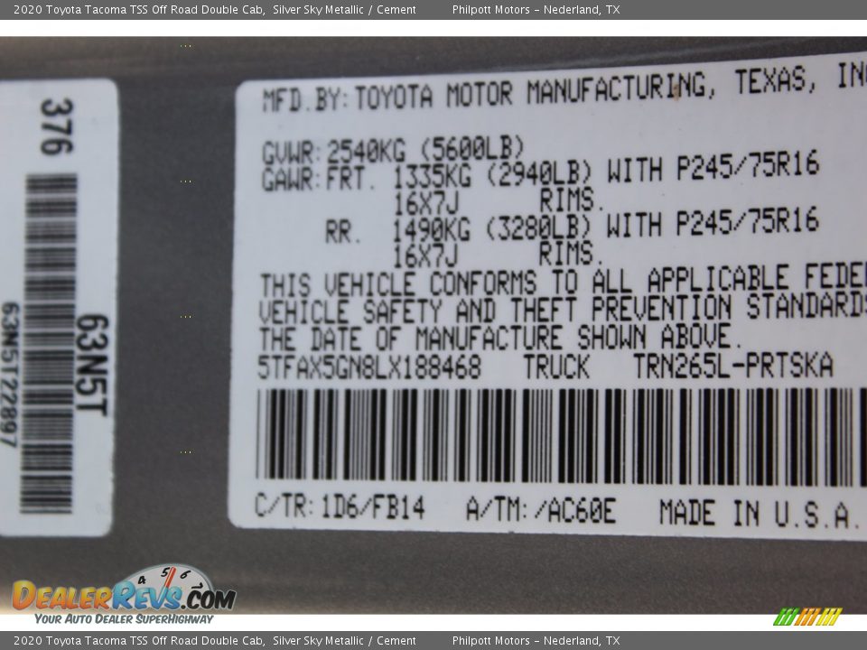 2020 Toyota Tacoma TSS Off Road Double Cab Silver Sky Metallic / Cement Photo #23