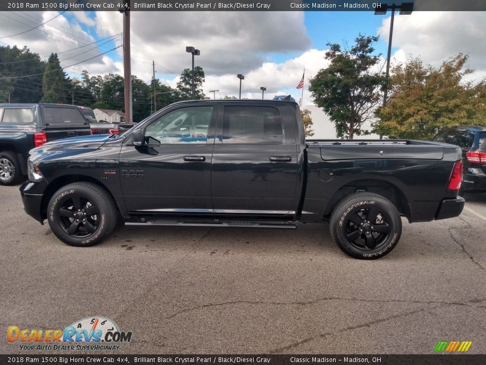 2018 Ram 1500 Big Horn Crew Cab 4x4 Brilliant Black Crystal Pearl / Black/Diesel Gray Photo #5