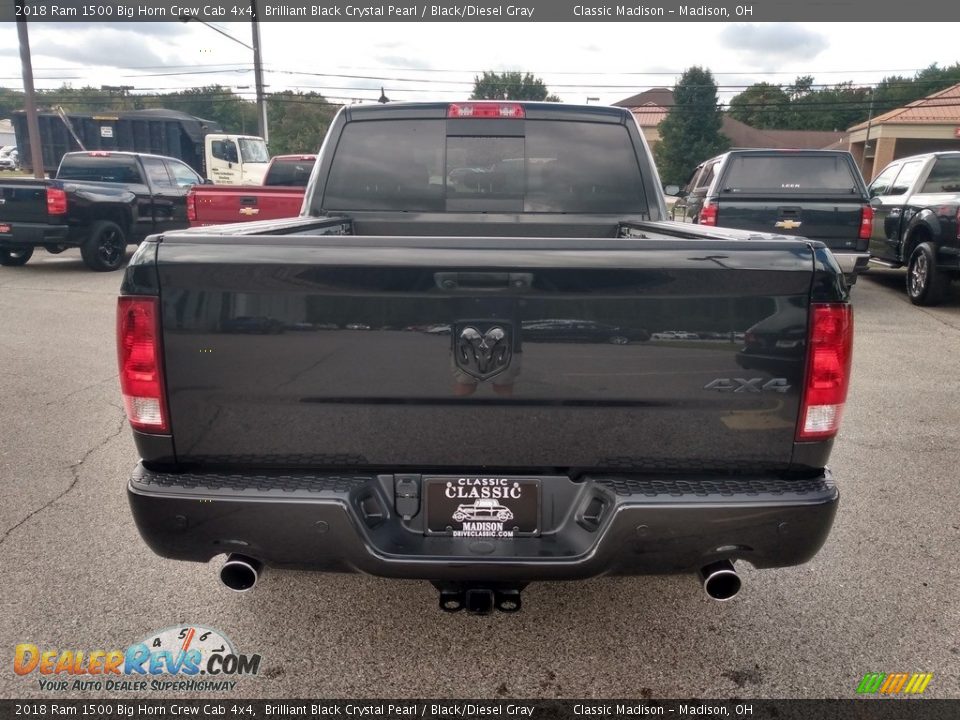 2018 Ram 1500 Big Horn Crew Cab 4x4 Brilliant Black Crystal Pearl / Black/Diesel Gray Photo #7