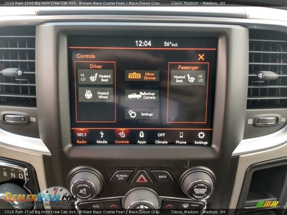 2018 Ram 1500 Big Horn Crew Cab 4x4 Brilliant Black Crystal Pearl / Black/Diesel Gray Photo #14