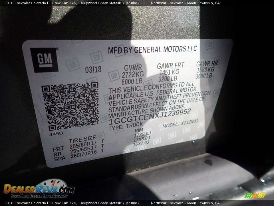 2018 Chevrolet Colorado LT Crew Cab 4x4 Deepwood Green Metallic / Jet Black Photo #28