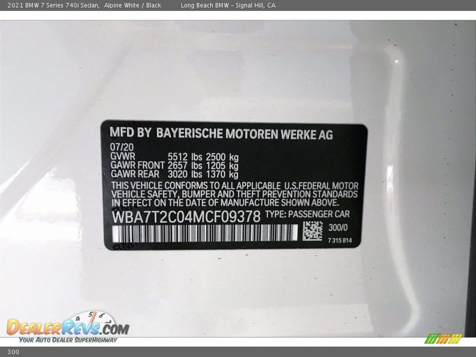 300 - 2021 BMW 7 Series