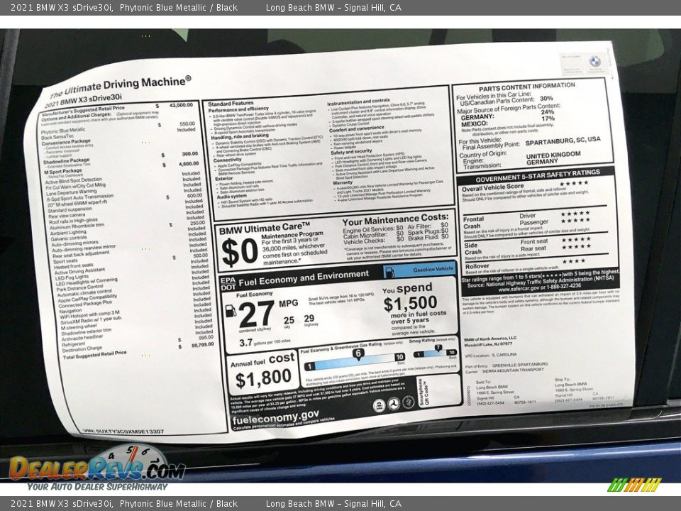 2021 BMW X3 sDrive30i Phytonic Blue Metallic / Black Photo #17