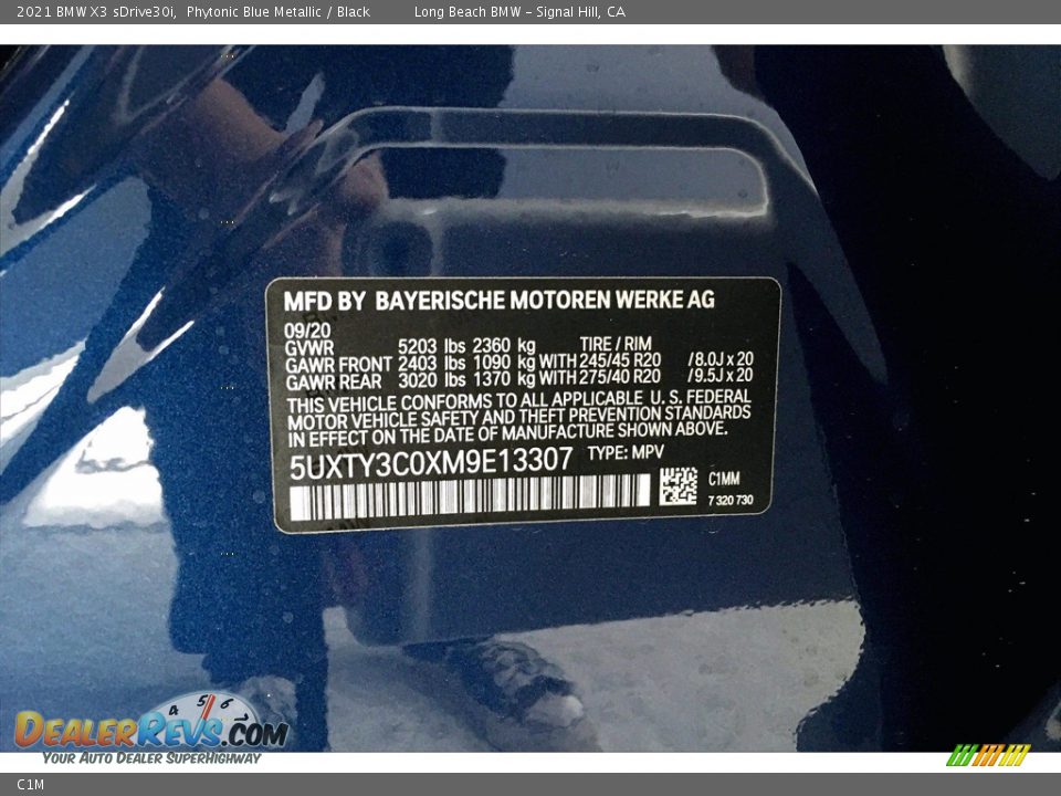 BMW Color Code C1M Phytonic Blue Metallic