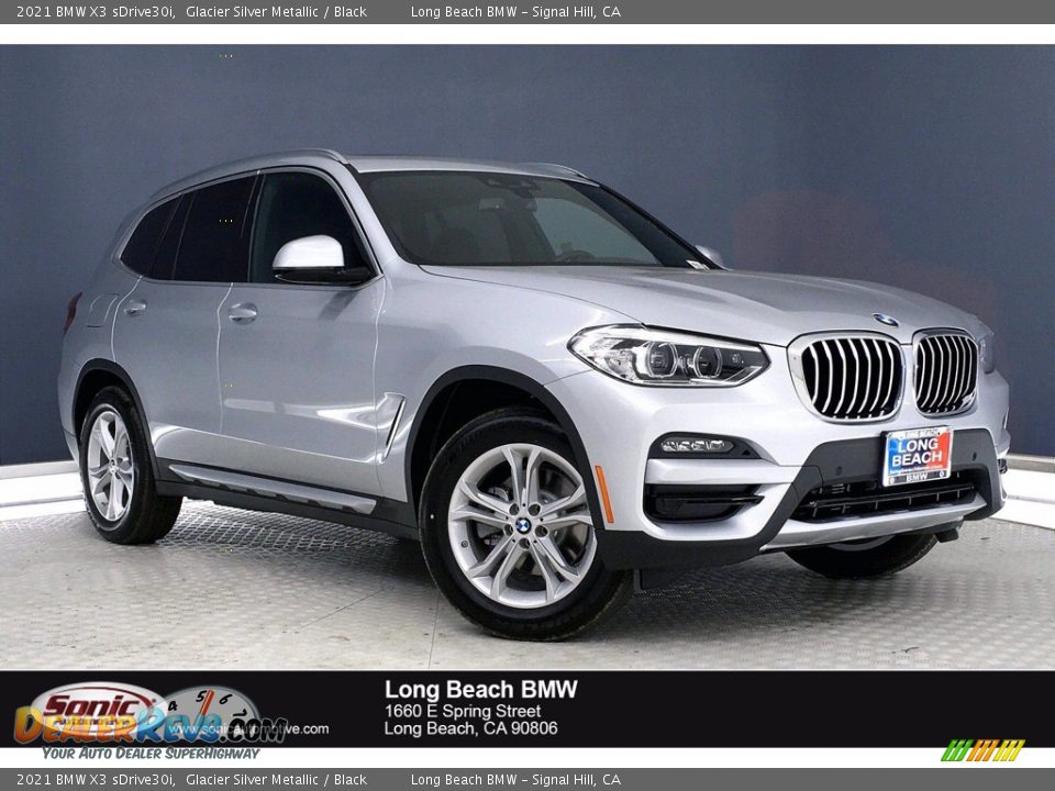 2021 BMW X3 sDrive30i Glacier Silver Metallic / Black Photo #1