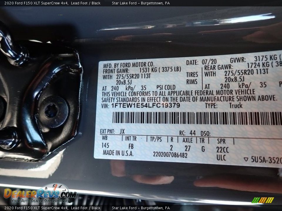 2020 Ford F150 XLT SuperCrew 4x4 Lead Foot / Black Photo #13