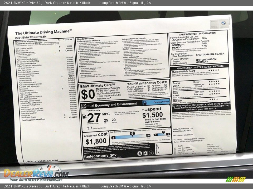 2021 BMW X3 sDrive30i Dark Graphite Metallic / Black Photo #17