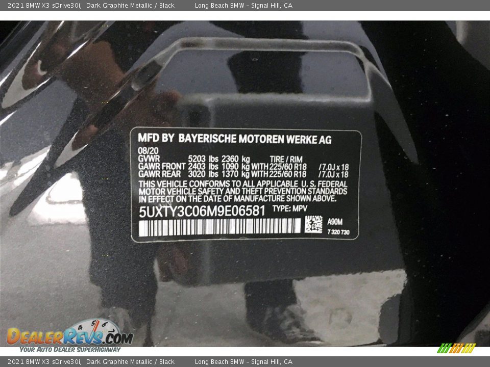 2021 BMW X3 sDrive30i Dark Graphite Metallic / Black Photo #18