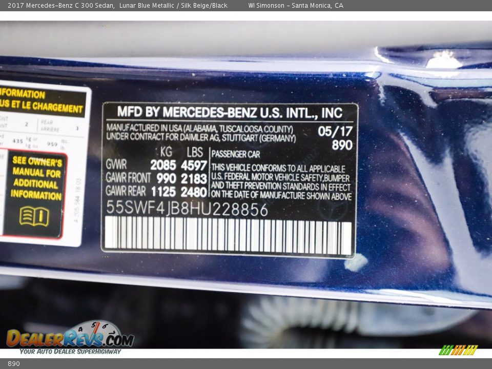 Mercedes-Benz Color Code 890 Lunar Blue Metallic