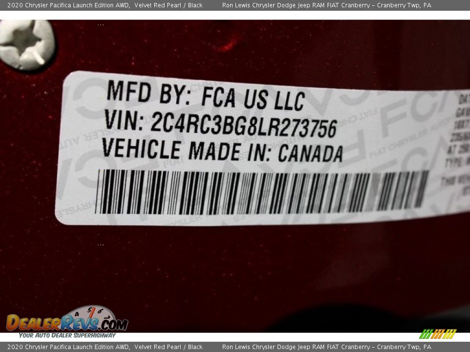 2020 Chrysler Pacifica Launch Edition AWD Velvet Red Pearl / Black Photo #20
