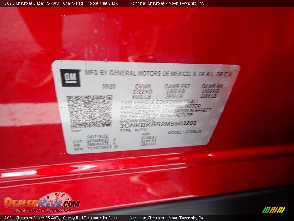2021 Chevrolet Blazer RS AWD Cherry Red Tintcoat / Jet Black Photo #18