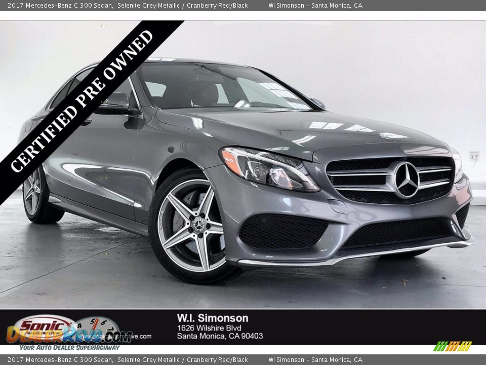 2017 Mercedes-Benz C 300 Sedan Selenite Grey Metallic / Cranberry Red/Black Photo #1