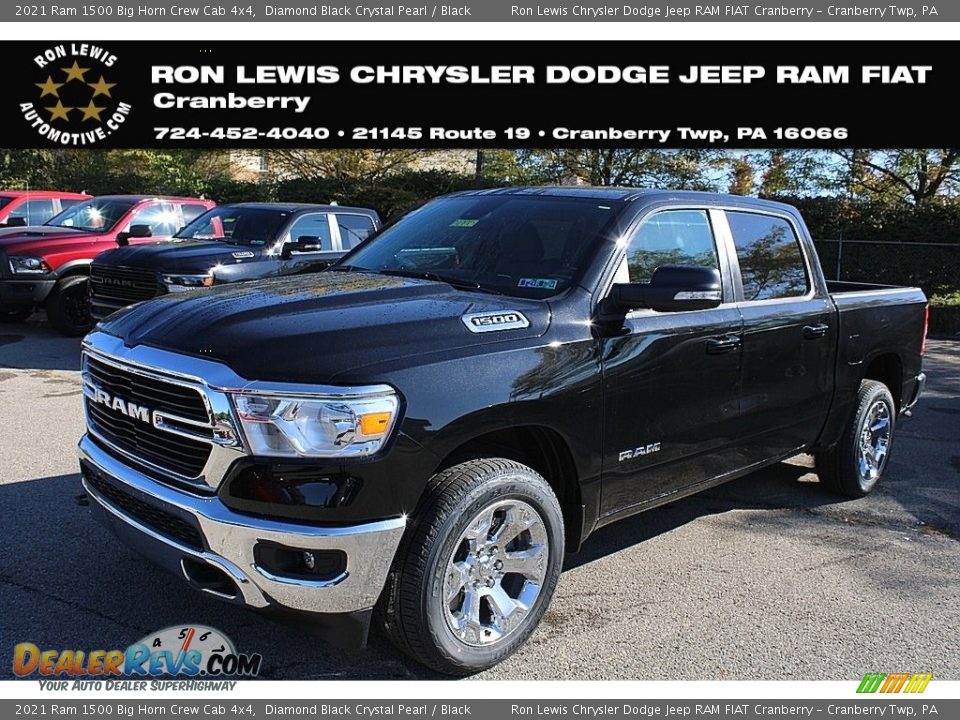 2021 Ram 1500 Big Horn Crew Cab 4x4 Diamond Black Crystal Pearl / Black Photo #1