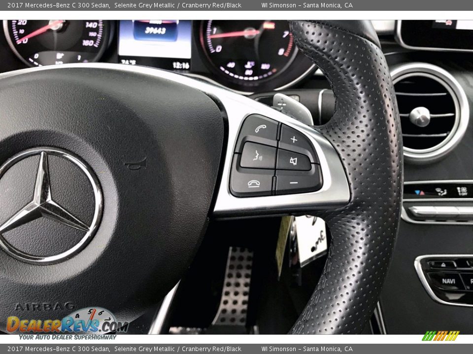 2017 Mercedes-Benz C 300 Sedan Selenite Grey Metallic / Cranberry Red/Black Photo #19