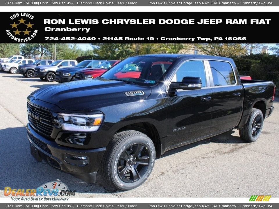 2021 Ram 1500 Big Horn Crew Cab 4x4 Diamond Black Crystal Pearl / Black Photo #1