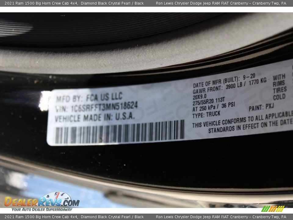 2021 Ram 1500 Big Horn Crew Cab 4x4 Diamond Black Crystal Pearl / Black Photo #20