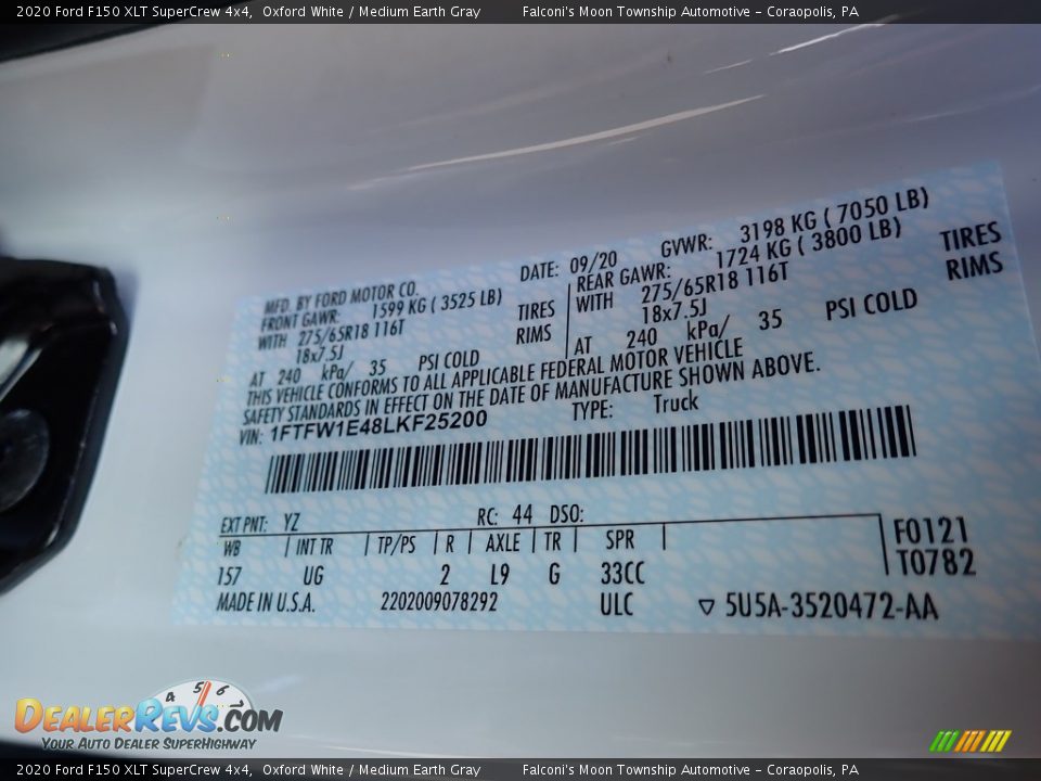 2020 Ford F150 XLT SuperCrew 4x4 Oxford White / Medium Earth Gray Photo #12