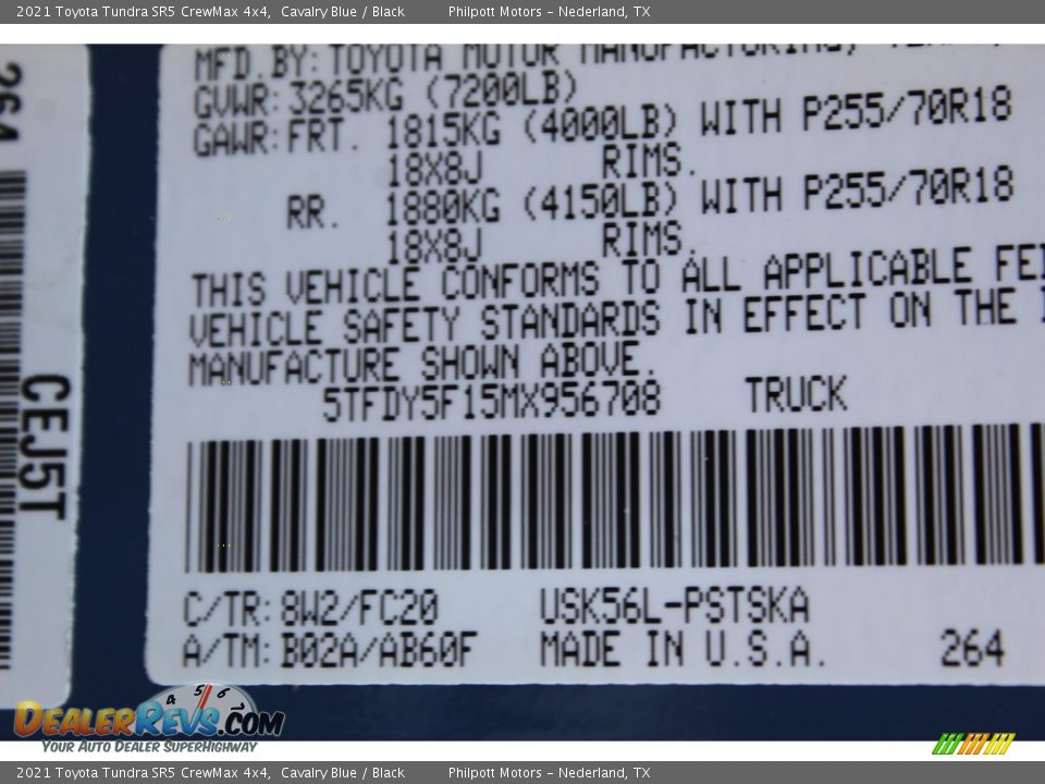 2021 Toyota Tundra SR5 CrewMax 4x4 Cavalry Blue / Black Photo #24