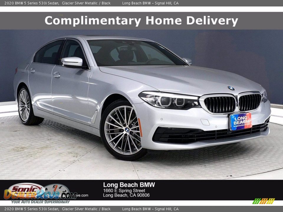 2020 BMW 5 Series 530i Sedan Glacier Silver Metallic / Black Photo #1