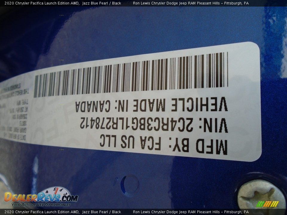 2020 Chrysler Pacifica Launch Edition AWD Jazz Blue Pearl / Black Photo #11