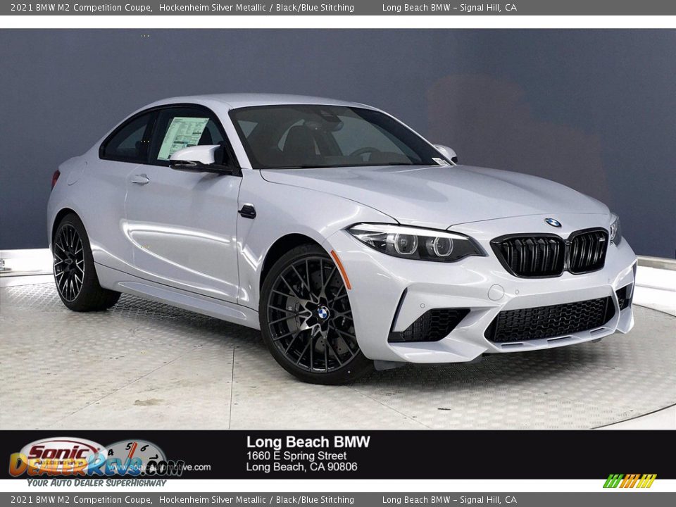 2021 BMW M2 Competition Coupe Hockenheim Silver Metallic / Black/Blue Stitching Photo #1