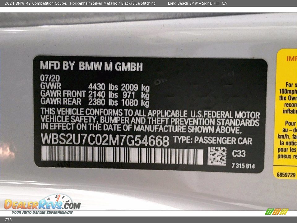 BMW Color Code C33 Hockenheim Silver Metallic