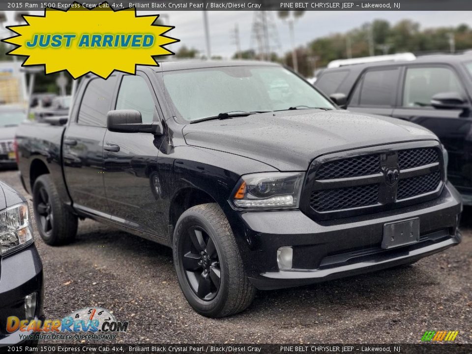 2015 Ram 1500 Express Crew Cab 4x4 Brilliant Black Crystal Pearl / Black/Diesel Gray Photo #1