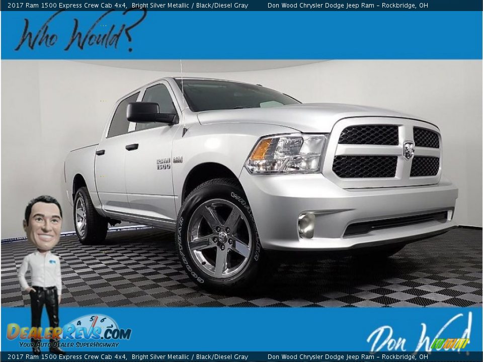 2017 Ram 1500 Express Crew Cab 4x4 Bright Silver Metallic / Black/Diesel Gray Photo #1