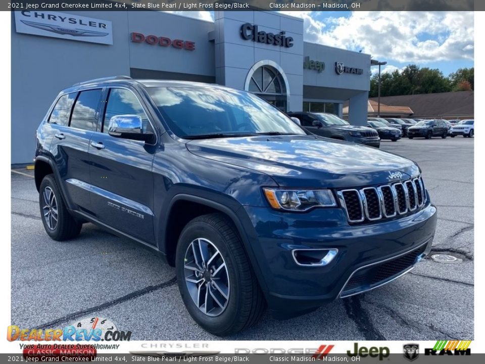 2021 Jeep Grand Cherokee Limited 4x4 Slate Blue Pearl / Light Frost Beige/Black Photo #1