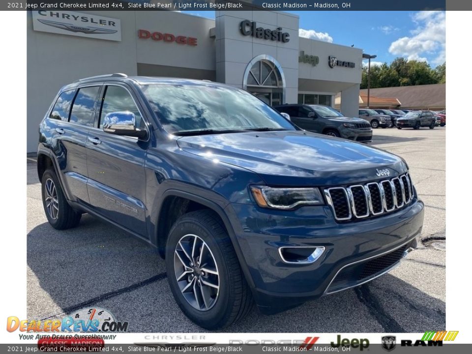 2021 Jeep Grand Cherokee Limited 4x4 Slate Blue Pearl / Light Frost Beige/Black Photo #1