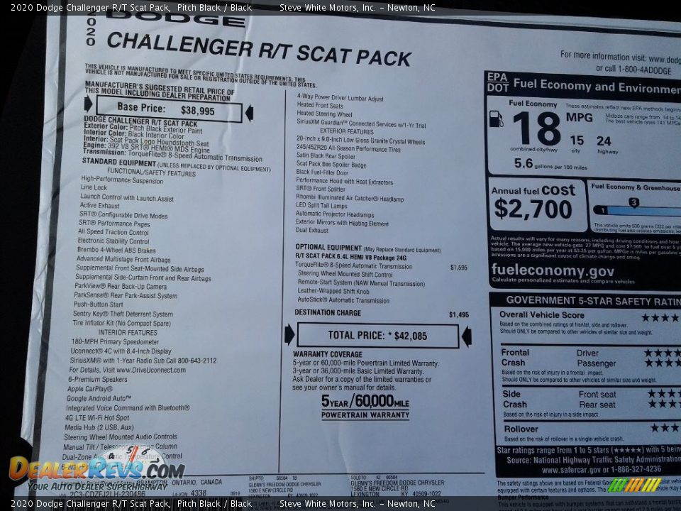 2020 Dodge Challenger R/T Scat Pack Pitch Black / Black Photo #25