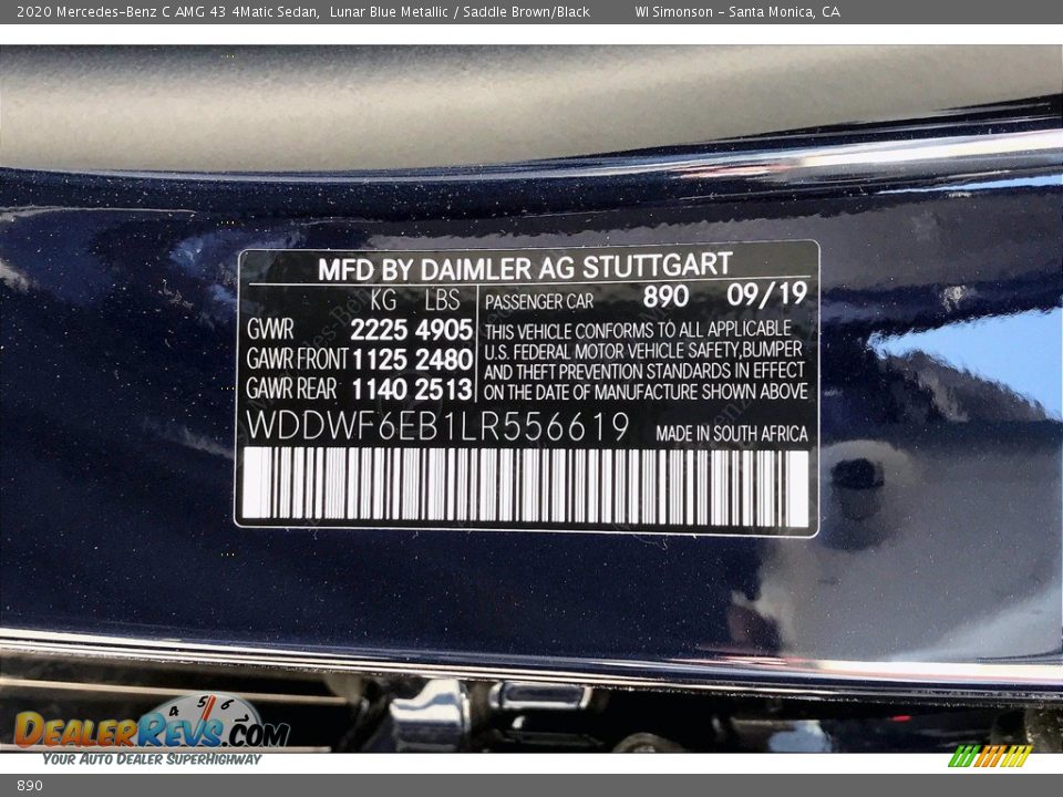 Mercedes-Benz Color Code 890 Lunar Blue Metallic