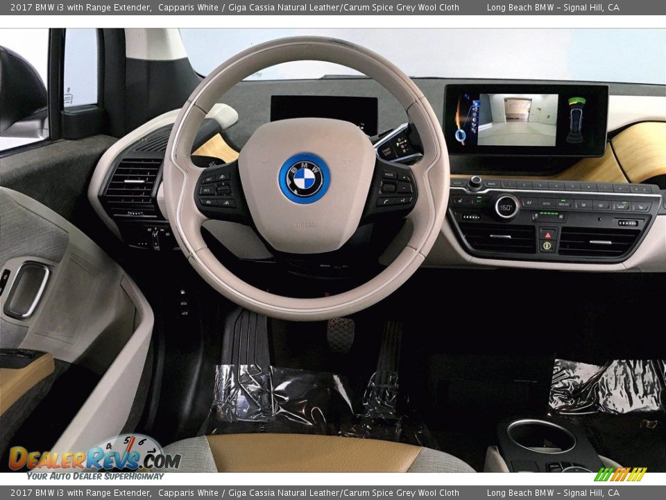2017 BMW i3 with Range Extender Capparis White / Giga Cassia Natural Leather/Carum Spice Grey Wool Cloth Photo #4