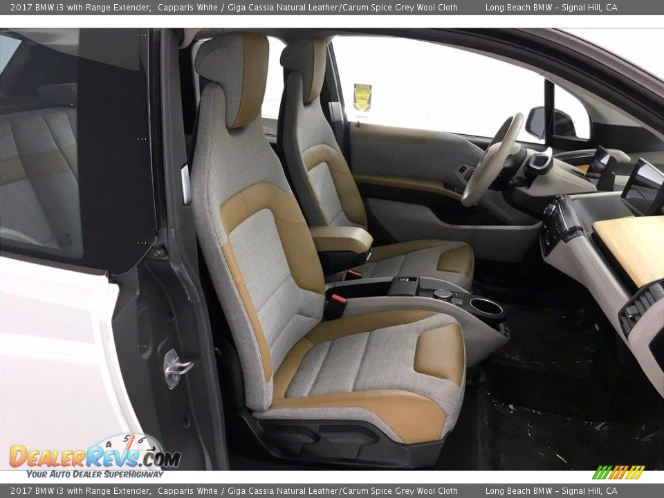 2017 BMW i3 with Range Extender Capparis White / Giga Cassia Natural Leather/Carum Spice Grey Wool Cloth Photo #6